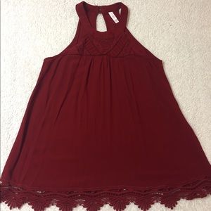 Red Halter Flowy Tank Top